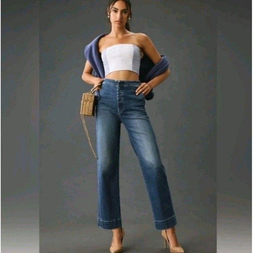 Mother Jeans Womens 27 Blue The Cinch Greaser Ankle Dark And Stormy Night Denim